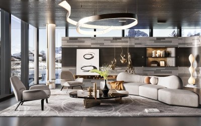 现代家居客厅3D模型下载